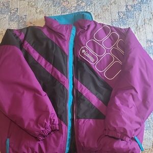 Columbia Purple and Black Puffer Jacket with Dynamic Design